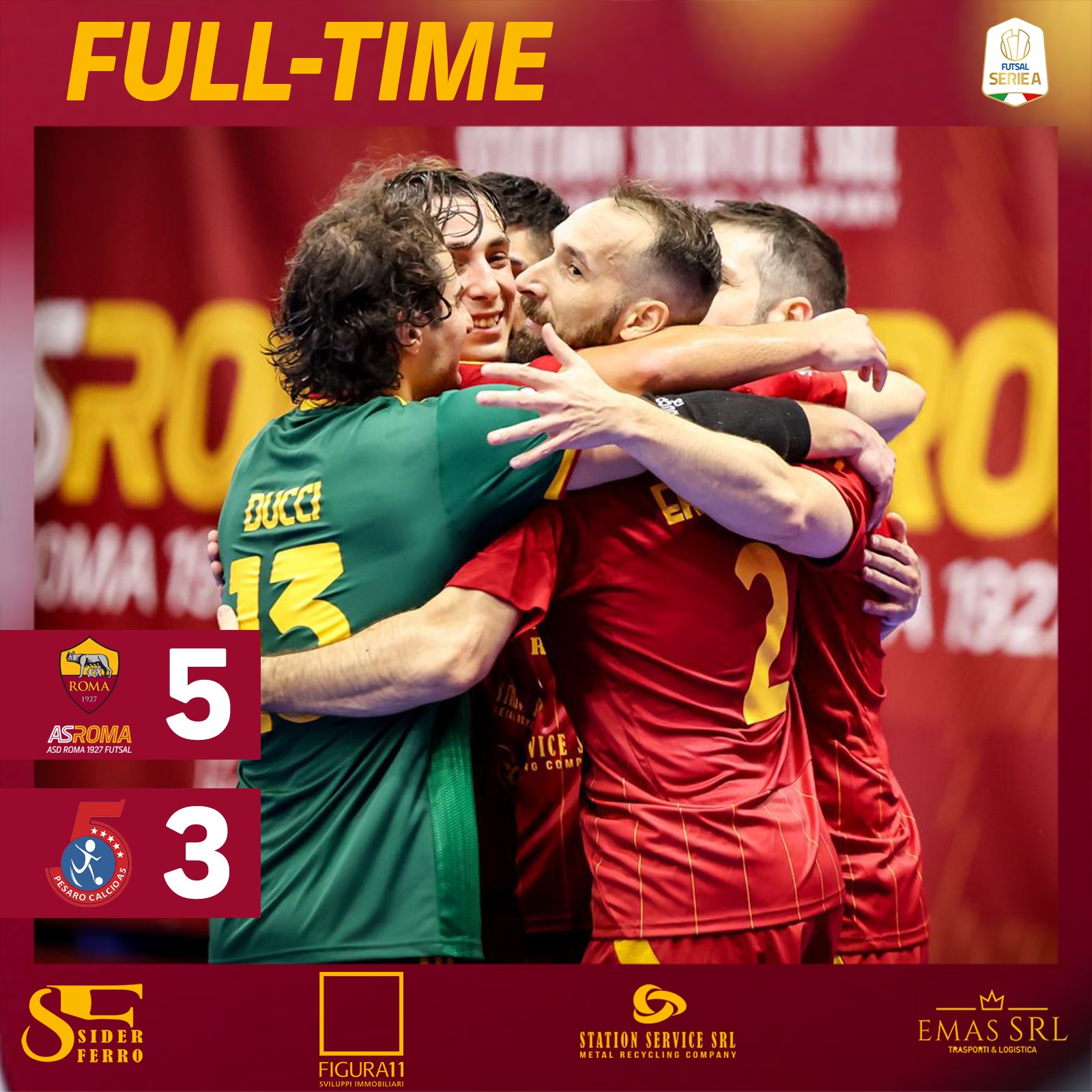 Roma 1927 Futsal - Italservice Pesaro, 5-3